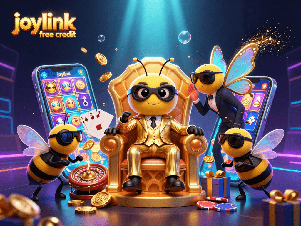 Experience excitement with joylink free credit for thrilling casino slots in an engaging neon environment.