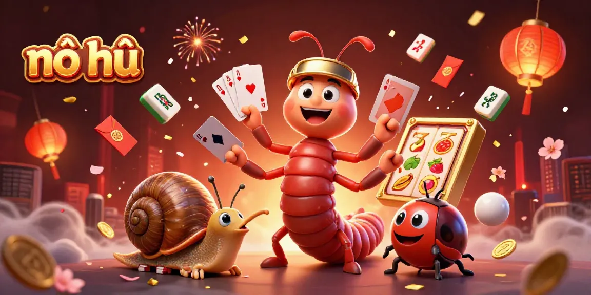 Engage in thrilling nổ hũ action with vibrant slot reels, unique 3D characters, and festive elements.