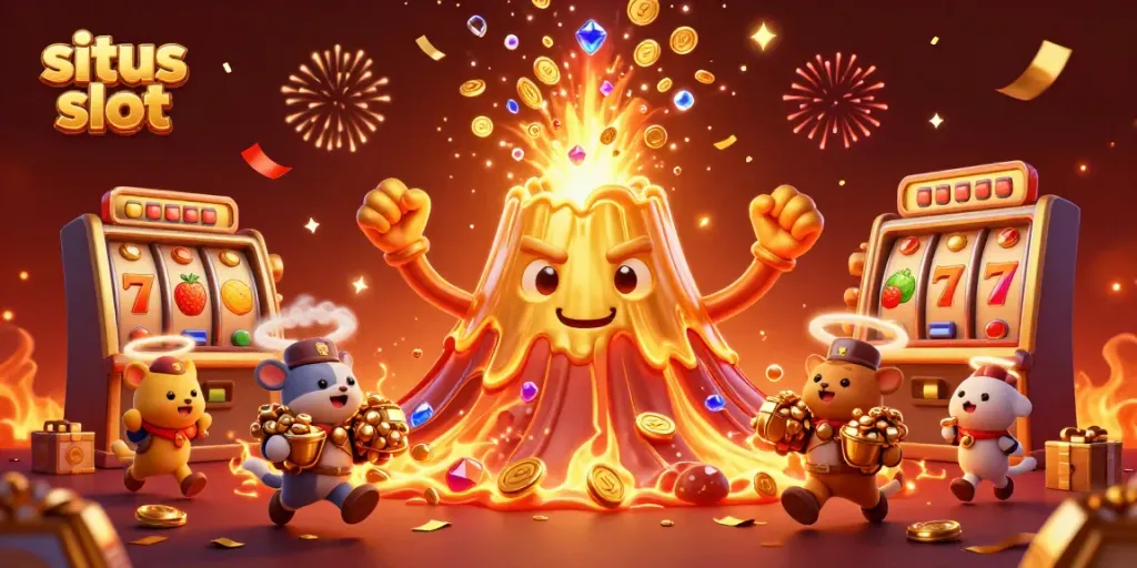Experience massive wins on situs slot with vibrant symbols, golden coins, and casino excitement.