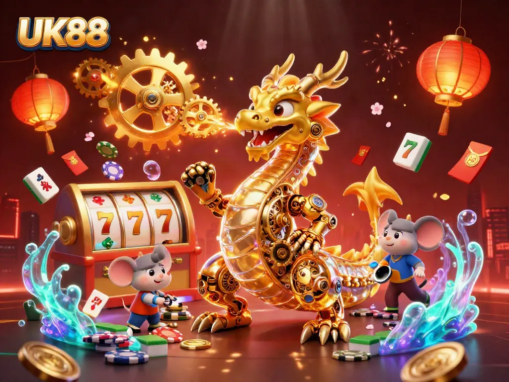 Experience the thrill of UK88 with dynamic game elements and a captivating dragon.