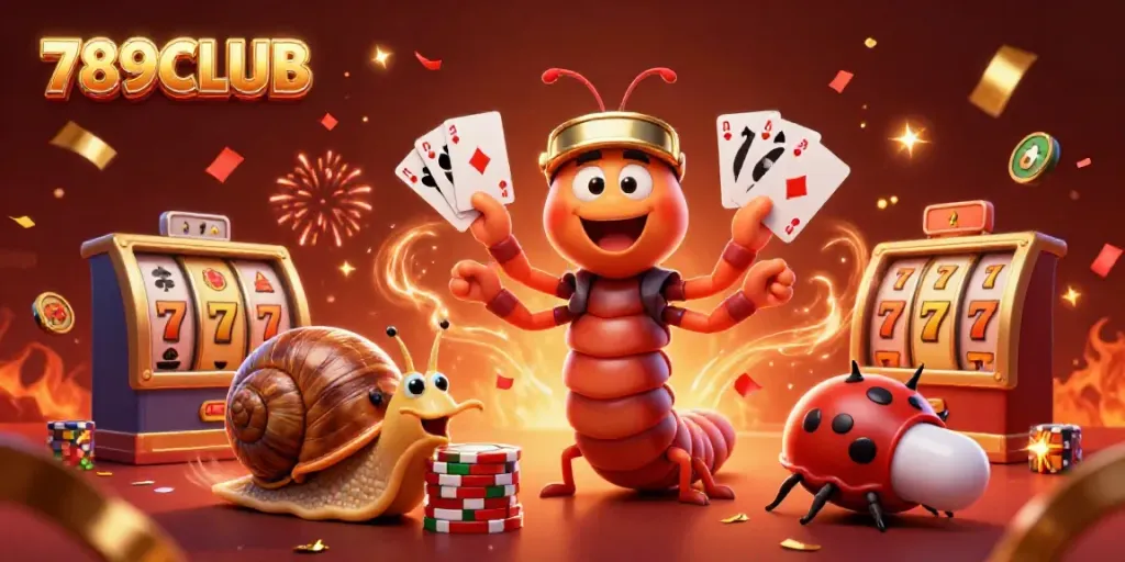 Join the excitement at 789CLUB with a millipede dealer showcasing winning cards and chip stacks.