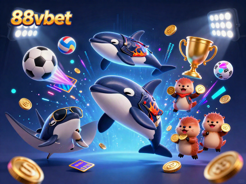 Experience vibrant gaming excitement with the dynamic scene showcasing 88vbet featuring sports elements and cheerful characters.