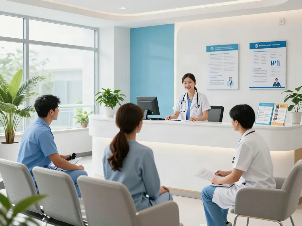 Link slot for trusted healthcare services in a modern clinic.