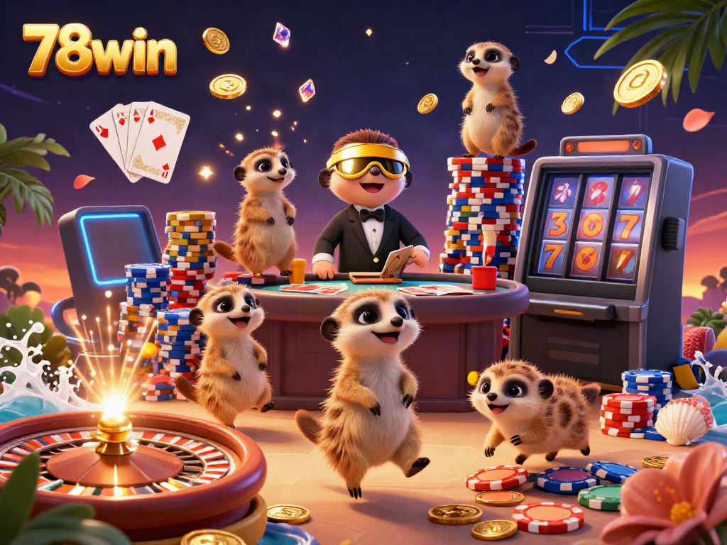 Experience the thrill of 78win casino with immersive gaming scenes featuring meerkats in action.