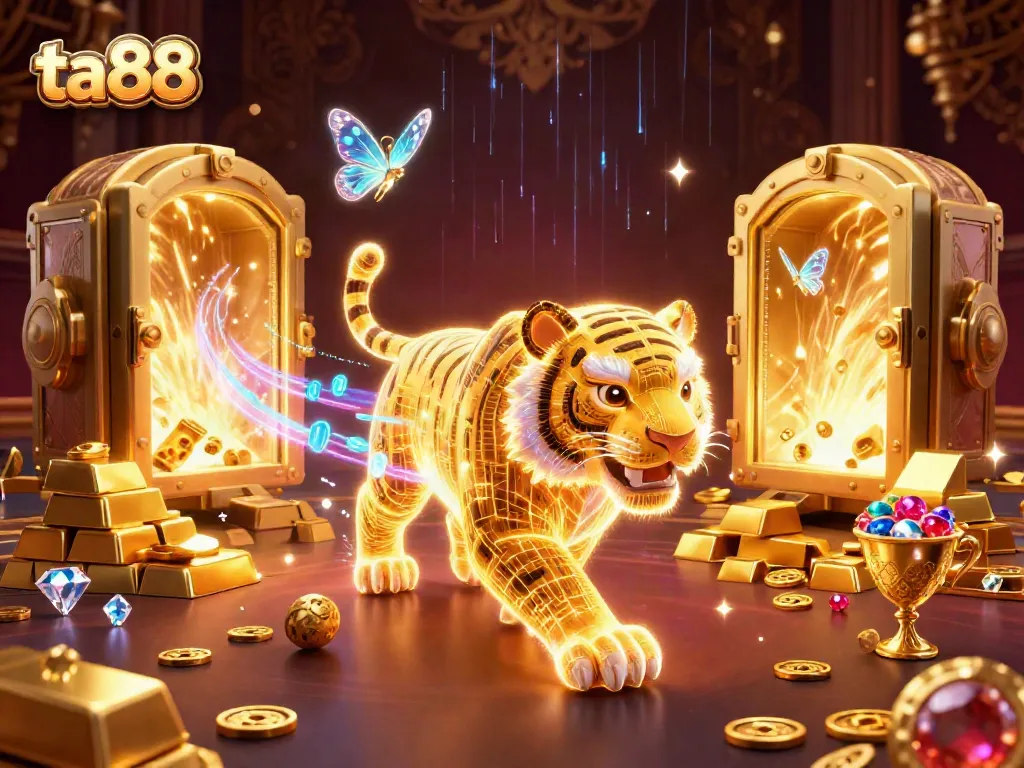 Experience thrilling gameplay at ta88 with a golden tiger leading a digital casino adventure