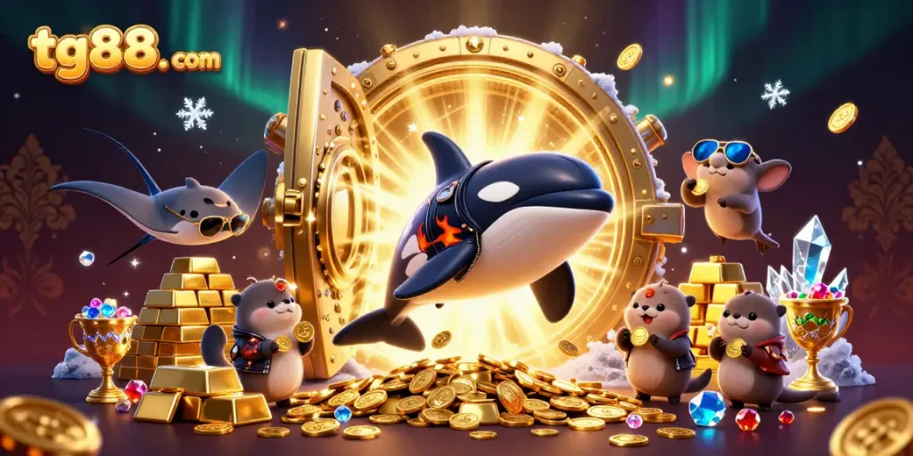 Experience thrilling wins at tg88. com with vibrant ocean-themed gaming elements and characters.