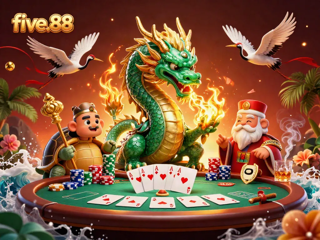 Play with luck at five.88 casino featuring colorful dragons and daring poker games.