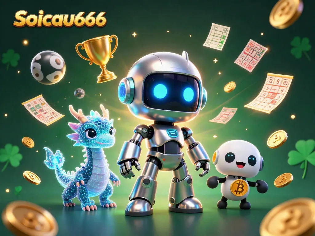 Engage with soicau666's vibrant illustration featuring a cyberpunk character and lottery elements highlighting exciting gaming dynamics.