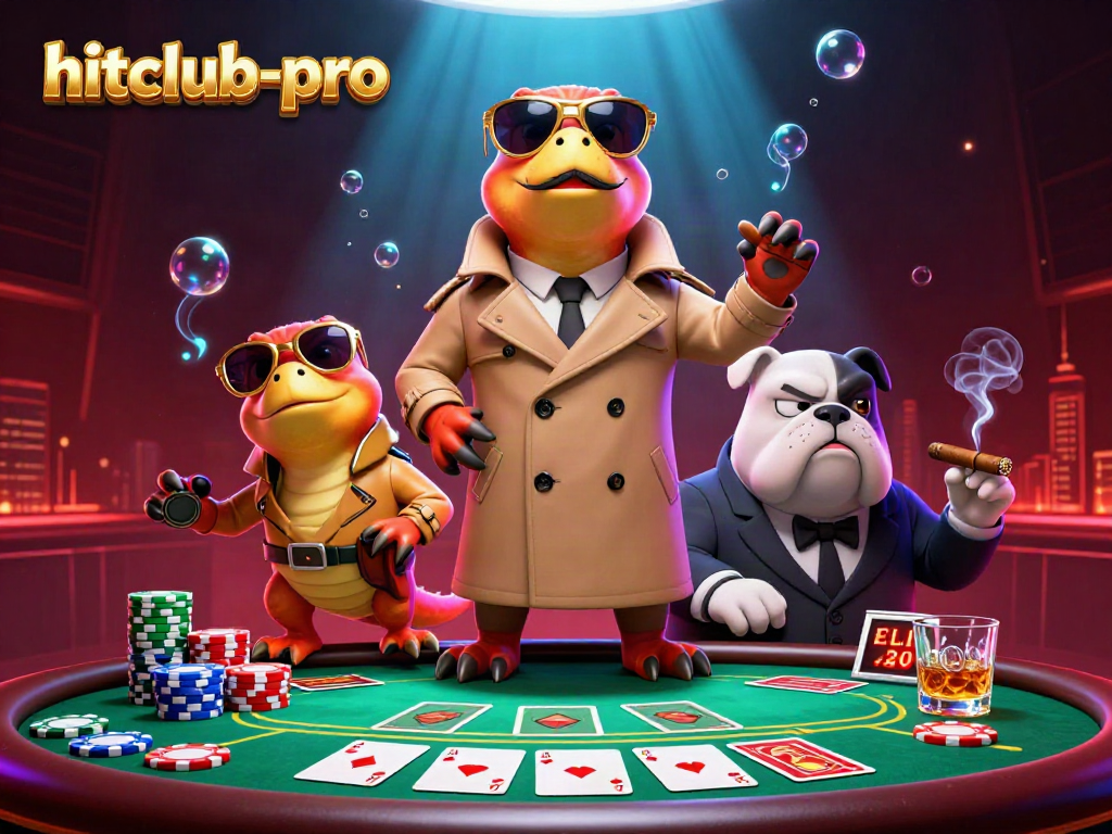 Engage in high-stakes casino fun at hitclub-pro with raptors attempting entry while poker chips fly around.