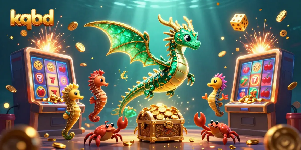 Engaging kqbd visuals showcasing a dynamic underwater casino theme with lucky symbols and treasures.