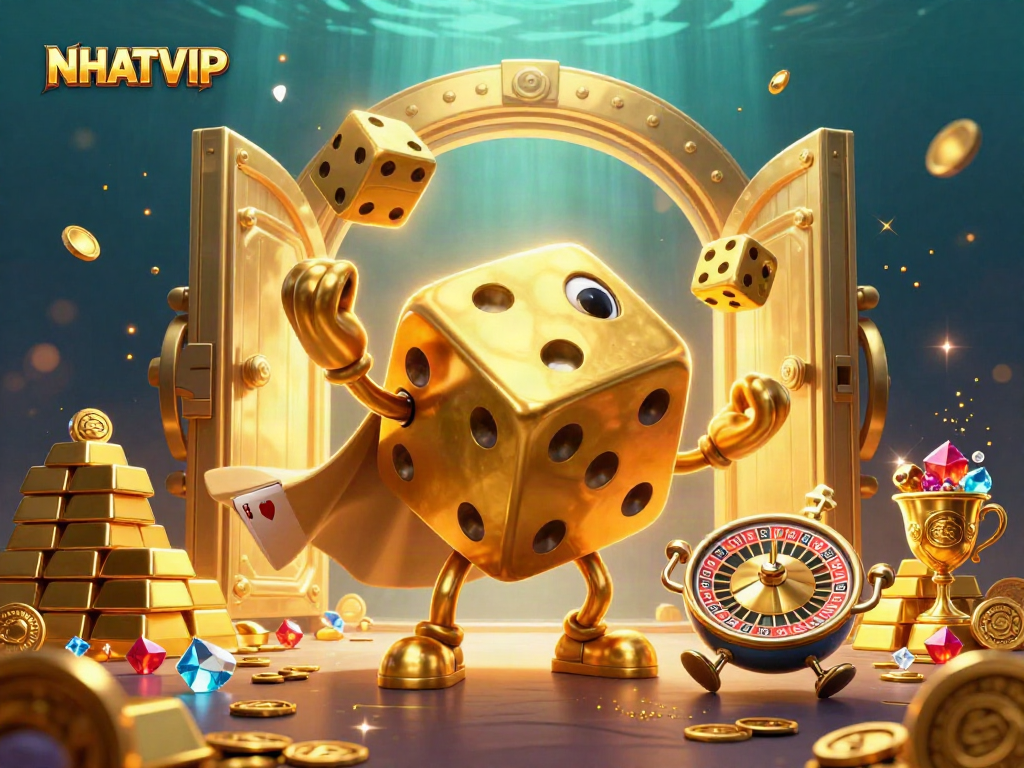Join the excitement at NHATVIP with vibrant golden treasures and dynamic gaming characters.
