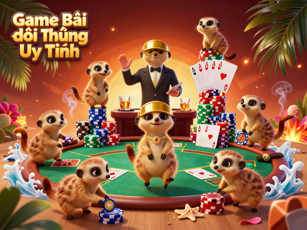Experience vivid action at Game Bài Đổi Thưởng Uy Tín with animated meerkats managing a casino.