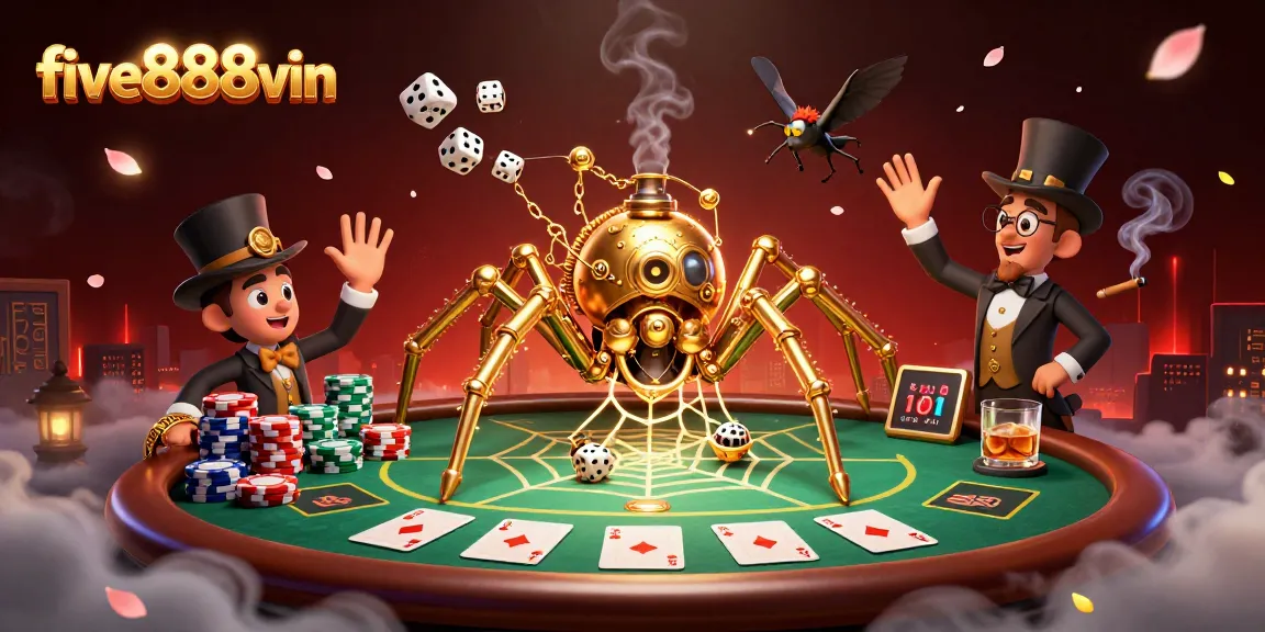 Experience the excitement of five888vin with dynamic poker elements and a whimsical steampunk atmosphere.