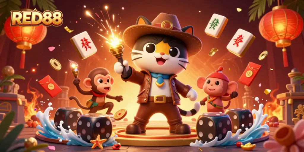 Join the adventure at RED88 as a cat archaeologist discovers casino treasures amid ancient traps.
