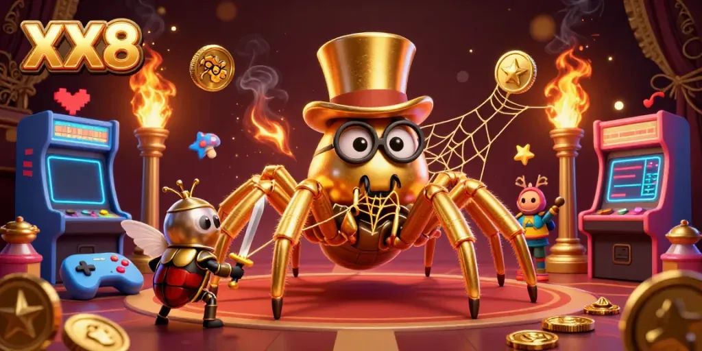 Experience thrilling gameplay with XX8 in this vibrant casino adventure scene filled with excitement.