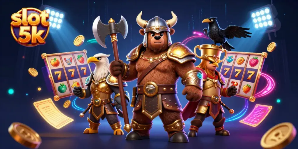 Experience an exciting slot 5k game scene with vibrant characters and dynamic gaming elements.