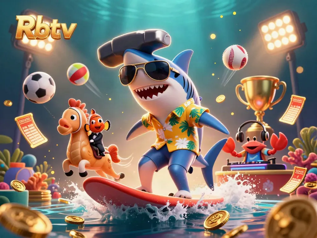 Rbtv menghadirkan tema kasino yang menarik dengan hiu kartun dan elemen perjudian lainnya