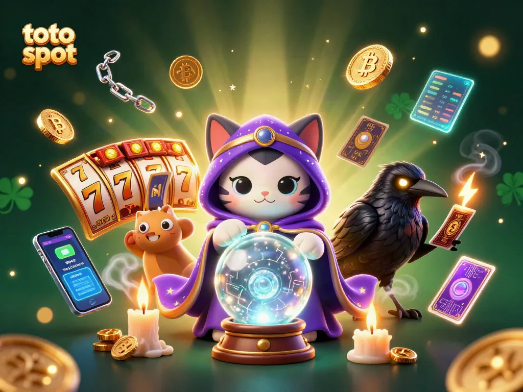 Experience thrilling toto slot adventures with mystical characters in a captivating casino scene.