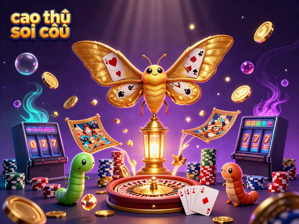 Experience the magic of cao thủ soi cầu with a vibrant casino scene filled with golden coins and playing cards.
