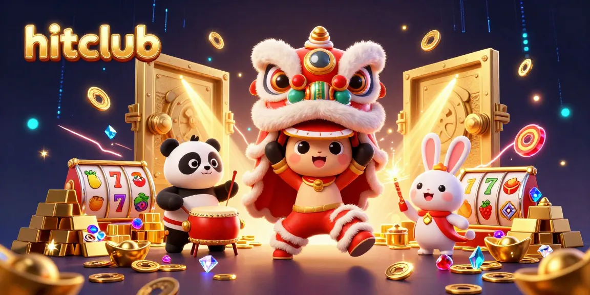 Experience exhilarating gameplay at hitclub with vibrant treasures and lively characters in a dynamic 3D casino illustration.