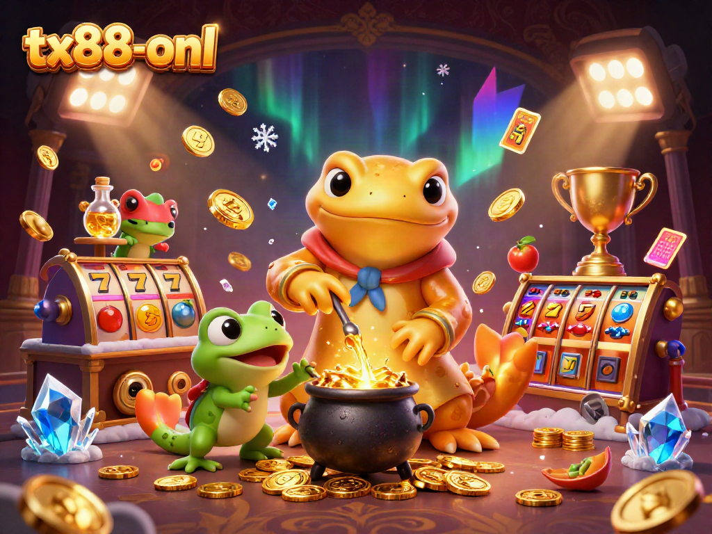 Experience thrilling gaming at tx88-onl with dynamic scenes of vibrant slot action featuring gold coins and winnings.