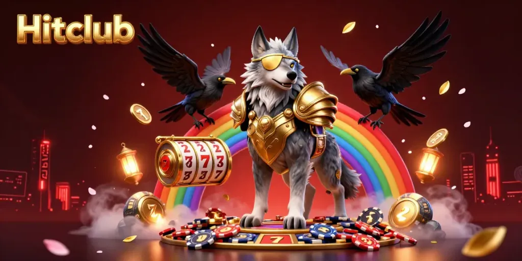 Experience thrilling jackpots at Hitclub with Odin's mystic presence and vibrant casino elements.