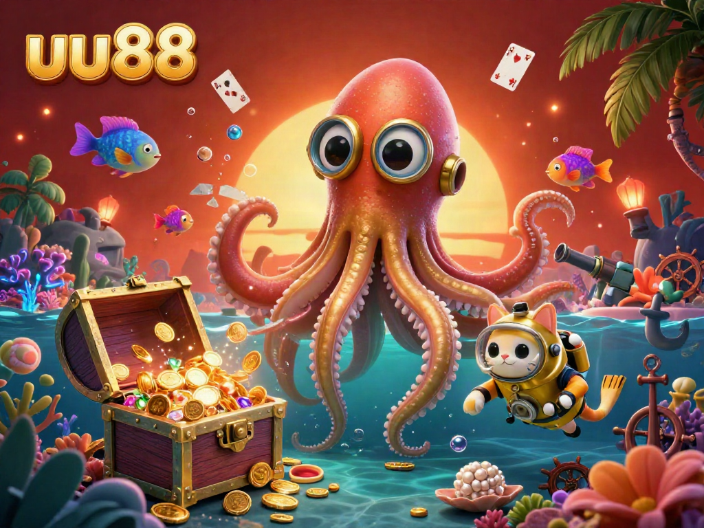 Experience thrilling casino action with the uu88 kraken and diving cat in an ocean of treasure.