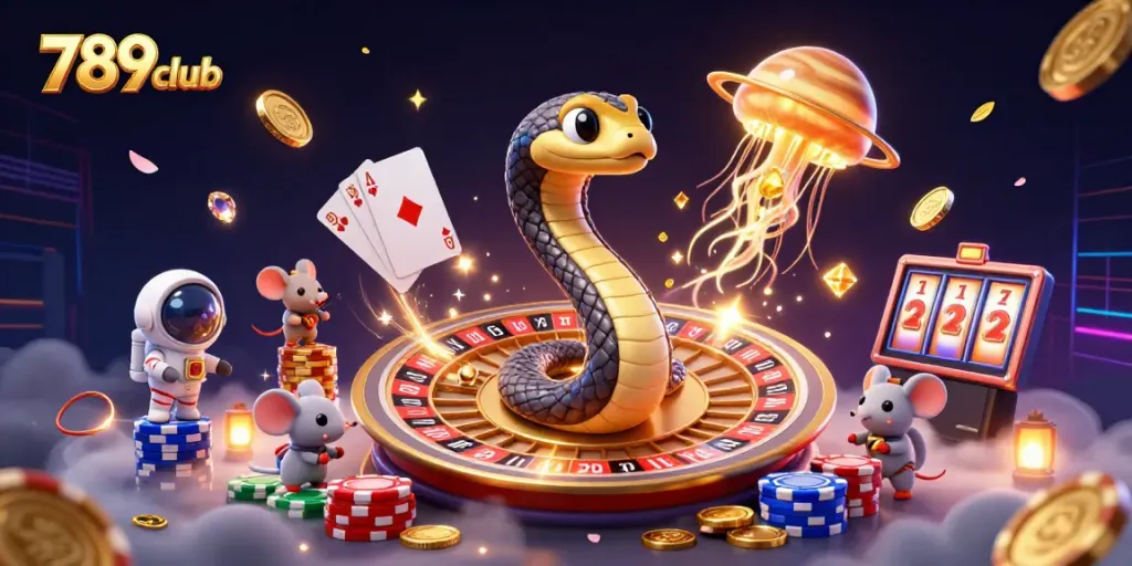 Engage with 789club's thrilling cosmic casino experience with vibrant games and colorful characters.
