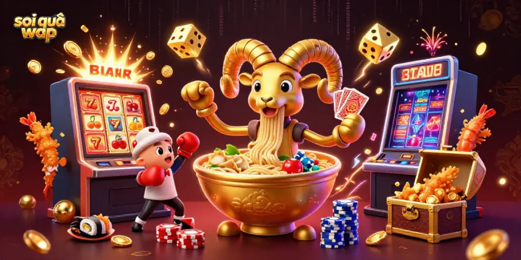 Engaging scene depicting soi cầu wap with dynamic 3D casino elements and colorful characters celebrating a jackpot