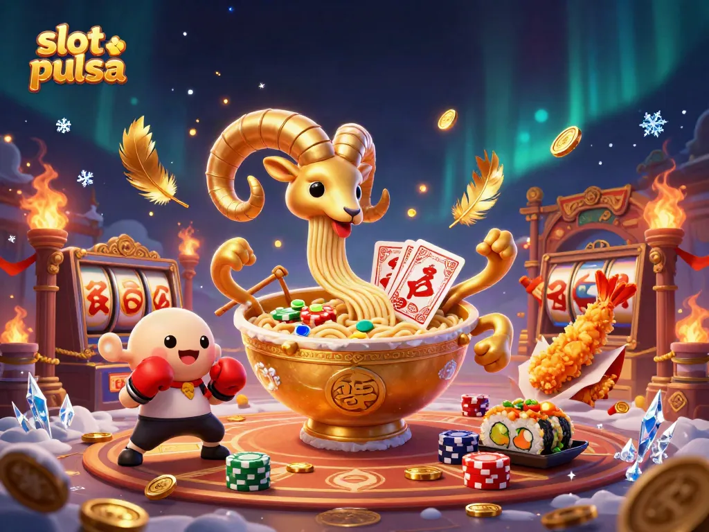 Engage in exciting slot pulsa action with vibrant characters and casino elements.