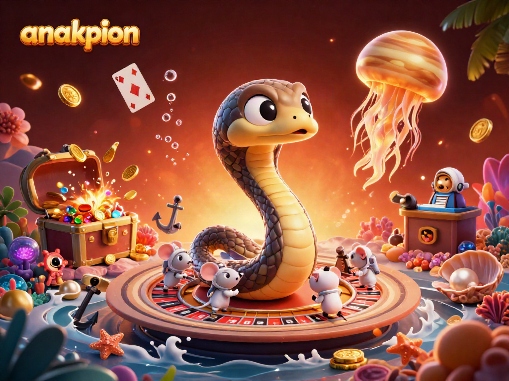 Experience the thrill of betting at anakpion with a colorful cosmic casino scene featuring animated characters.