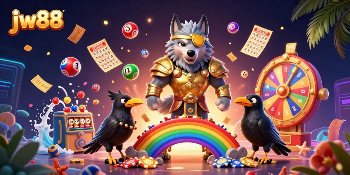 Experience exciting gaming with jw88 at a vibrant Norse-inspired casino scene filled with lottery elements.