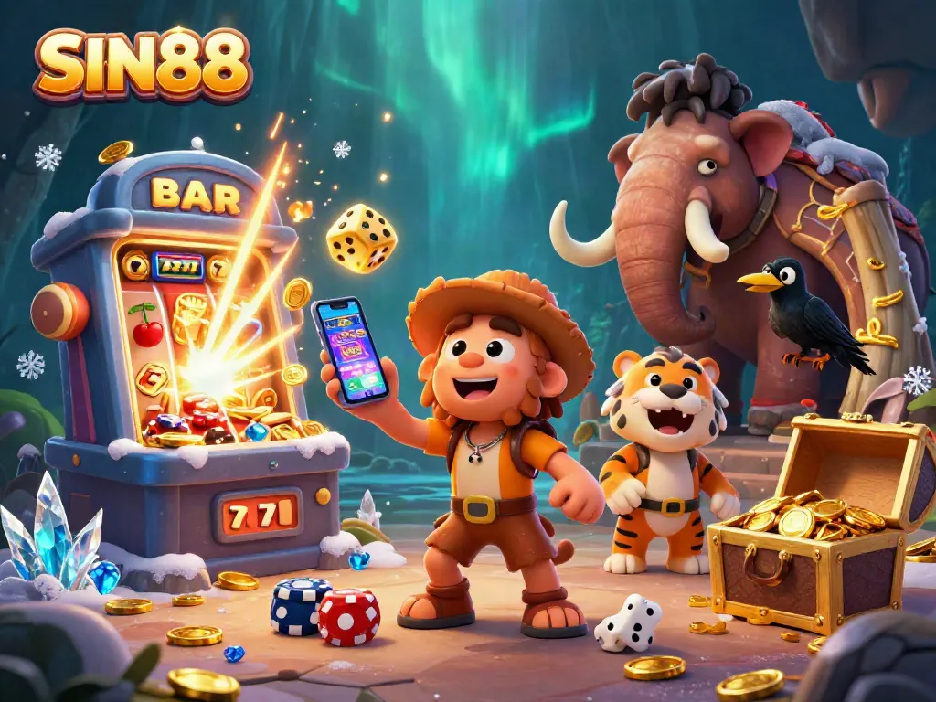 SIN88 captivates players with dynamic gaming elements in a prehistoric casino setting.